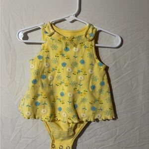 Charming Yellow Baby Romper with Floral Design